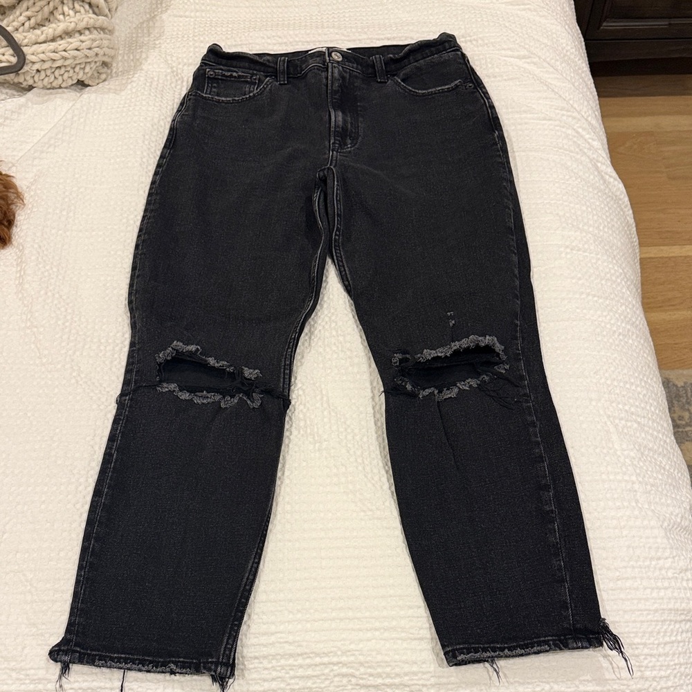 Abercrombie & Fitch Black Distressed Boyfriend Jeans